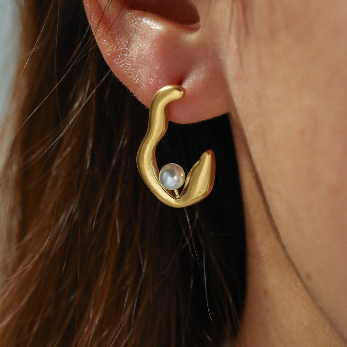 Aretes Perla Ondée