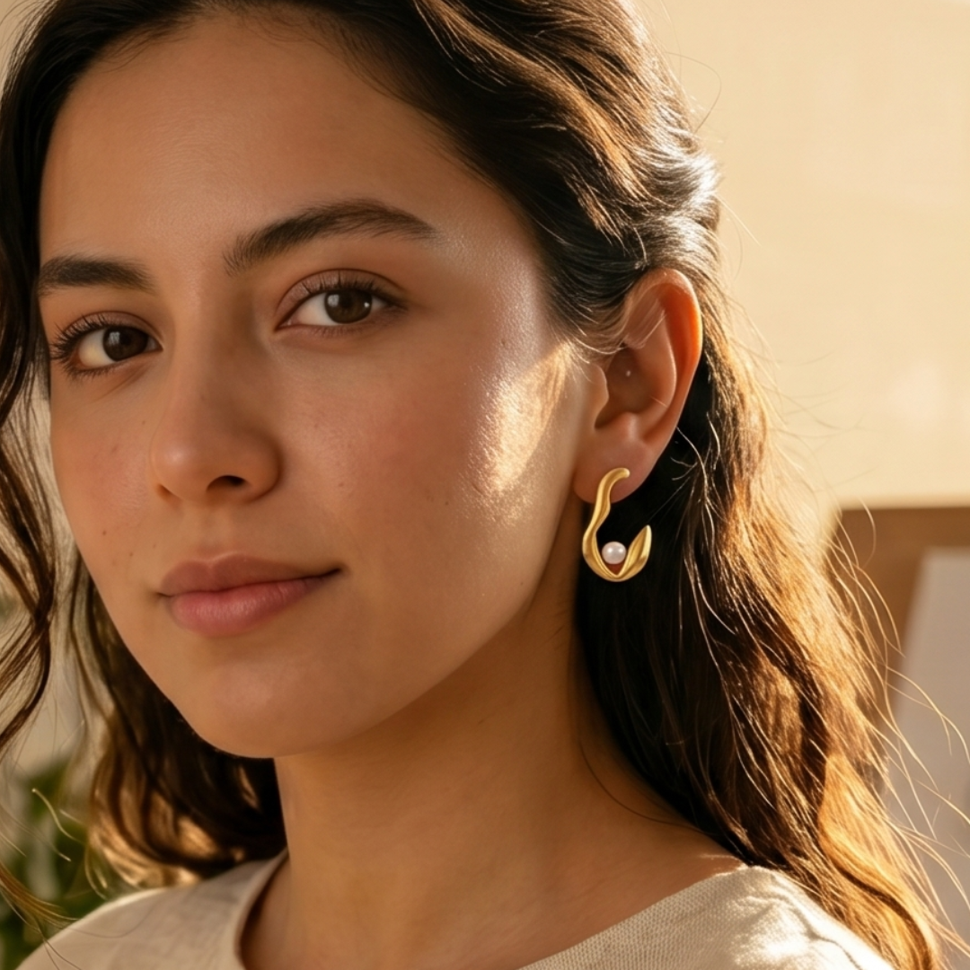 Aretes Perla Ondée